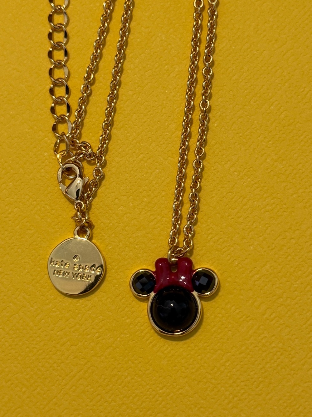 Authentic Kate Spade x Disney Minnie Mouse Gold Tone Necklace